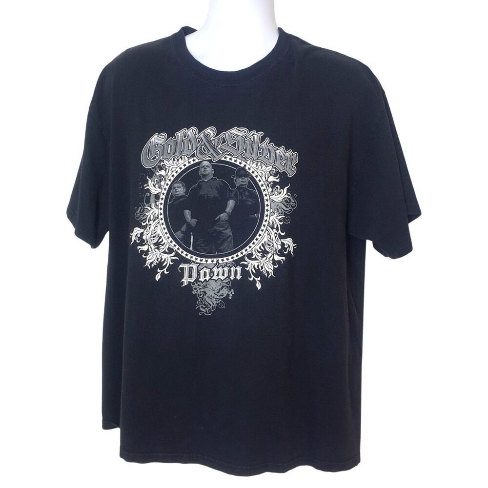 Gold & Silver Pawn Men T-Shirt XL Black VTg Graphic Down TV Show World Famous